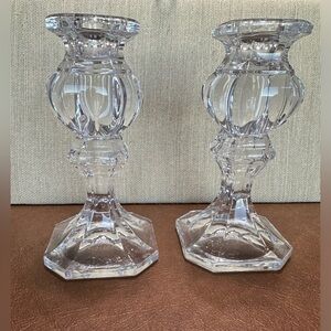 Gorham Vintage  Baroque full lead Crystal pair of candlesticks, original box